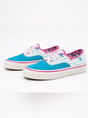 Vans Mongoose Era Grid Pink Teal Skate Shoes Women Low Top Sneakers
